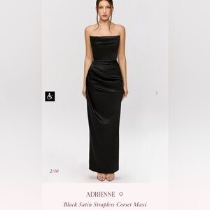 House of CB - Adrienne Black Satin Strapless Corset Maxi Dress